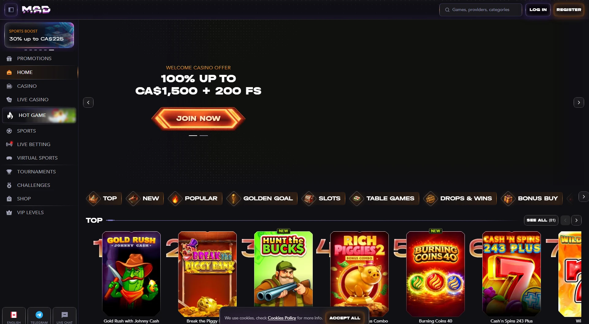 madcasino Casino officiële homepage